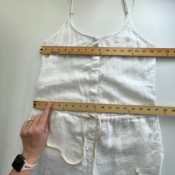 Enza Costa Womens Strappy French Linen Jumpsuit NEW Adjustable Straps 1/S White - Picture 10 of 14